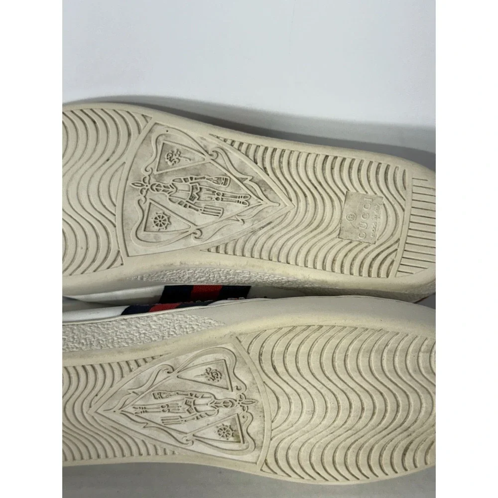 Gucci Ace Kingsnake Sneakers White Leather Men's 8.5 EU 41.5 Authentic - Picture 11 of 11